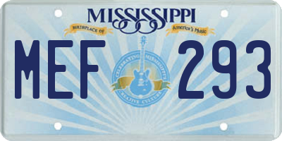 MS license plate MEF293
