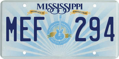 MS license plate MEF294
