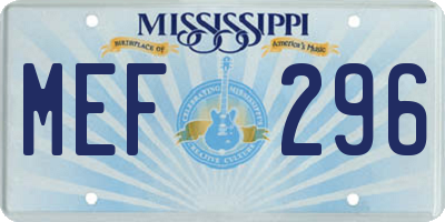 MS license plate MEF296