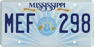 MS license plate MEF298
