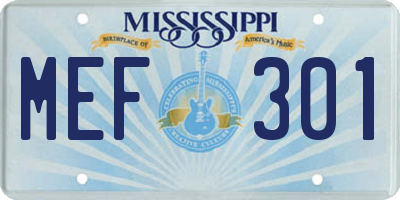 MS license plate MEF301