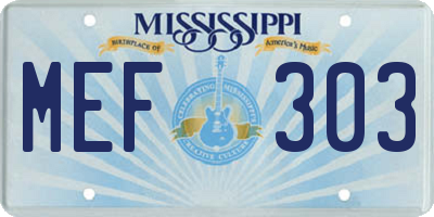 MS license plate MEF303