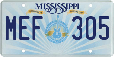 MS license plate MEF305