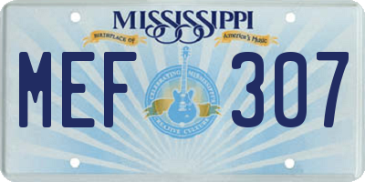 MS license plate MEF307