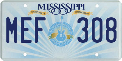MS license plate MEF308