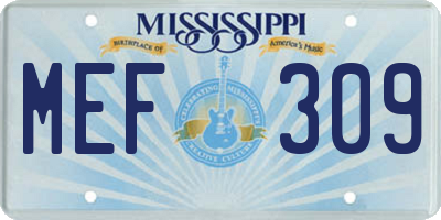 MS license plate MEF309