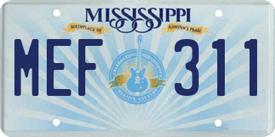 MS license plate MEF311