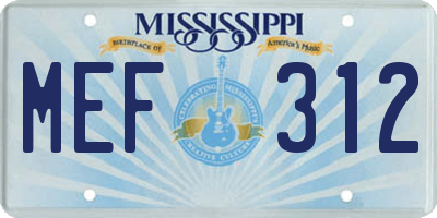 MS license plate MEF312