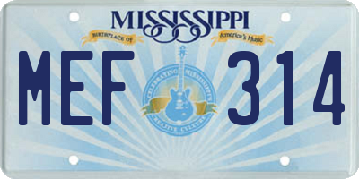 MS license plate MEF314