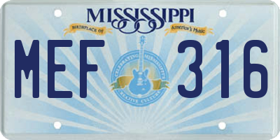 MS license plate MEF316