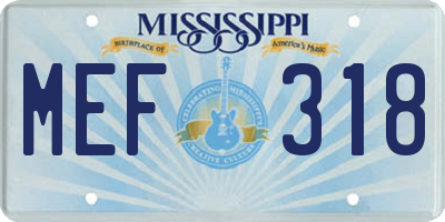 MS license plate MEF318
