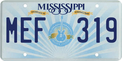 MS license plate MEF319