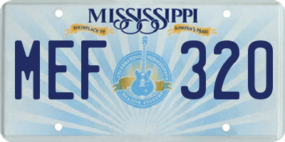 MS license plate MEF320