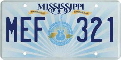 MS license plate MEF321