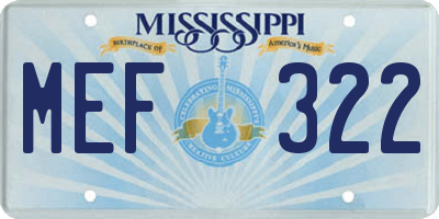 MS license plate MEF322