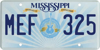 MS license plate MEF325