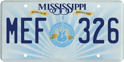 MS license plate MEF326