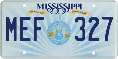MS license plate MEF327