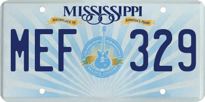 MS license plate MEF329