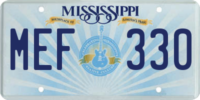 MS license plate MEF330