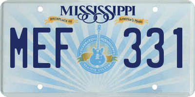 MS license plate MEF331