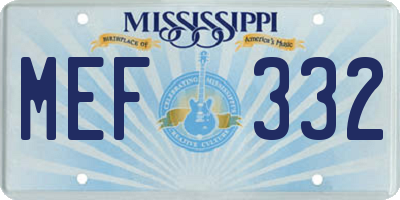 MS license plate MEF332