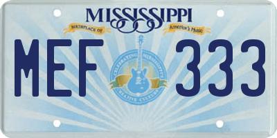 MS license plate MEF333