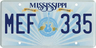MS license plate MEF335