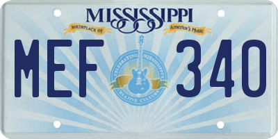 MS license plate MEF340