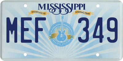 MS license plate MEF349
