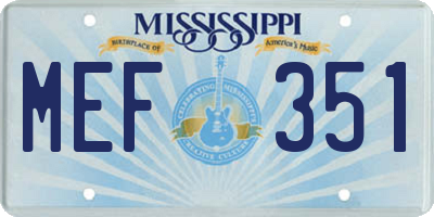 MS license plate MEF351