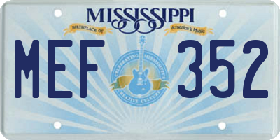 MS license plate MEF352