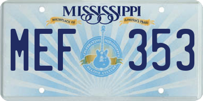 MS license plate MEF353