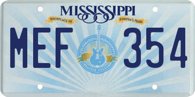 MS license plate MEF354