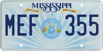 MS license plate MEF355