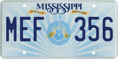 MS license plate MEF356