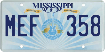 MS license plate MEF358
