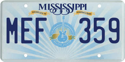 MS license plate MEF359