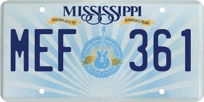 MS license plate MEF361