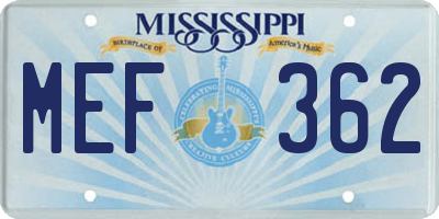 MS license plate MEF362