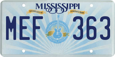 MS license plate MEF363