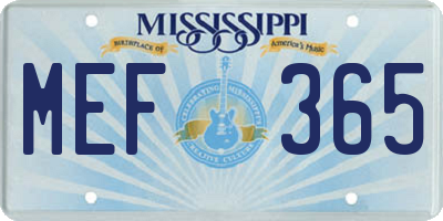 MS license plate MEF365