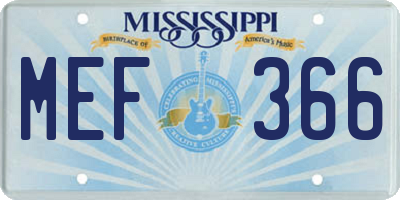 MS license plate MEF366