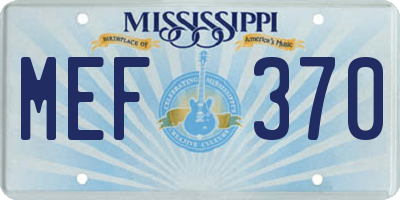 MS license plate MEF370