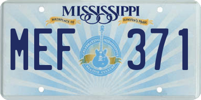 MS license plate MEF371