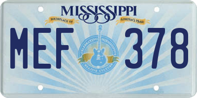 MS license plate MEF378