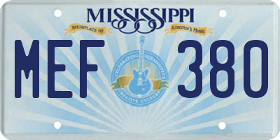MS license plate MEF380