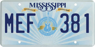 MS license plate MEF381