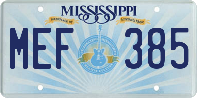MS license plate MEF385