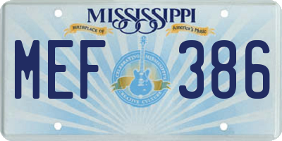 MS license plate MEF386